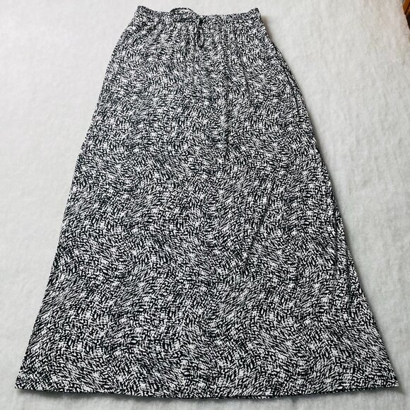 Cynthia Rowley Womens Black & White Abstract Print Long Maxi Skirt Size Large - Picture 1 of 8